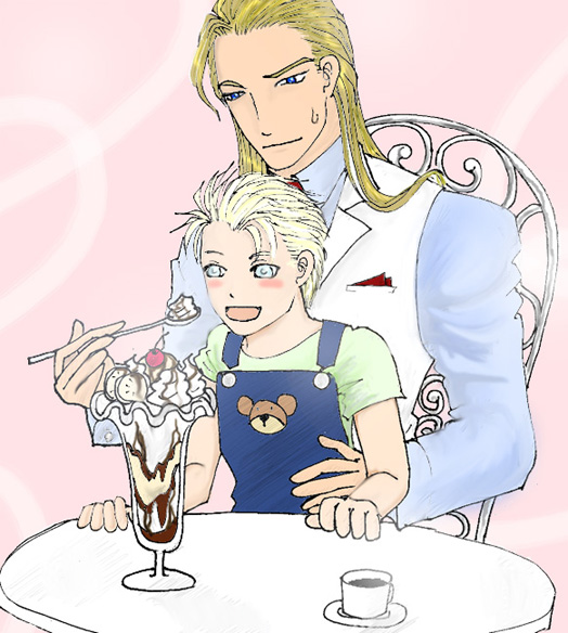 パフェ食べるギービリ
